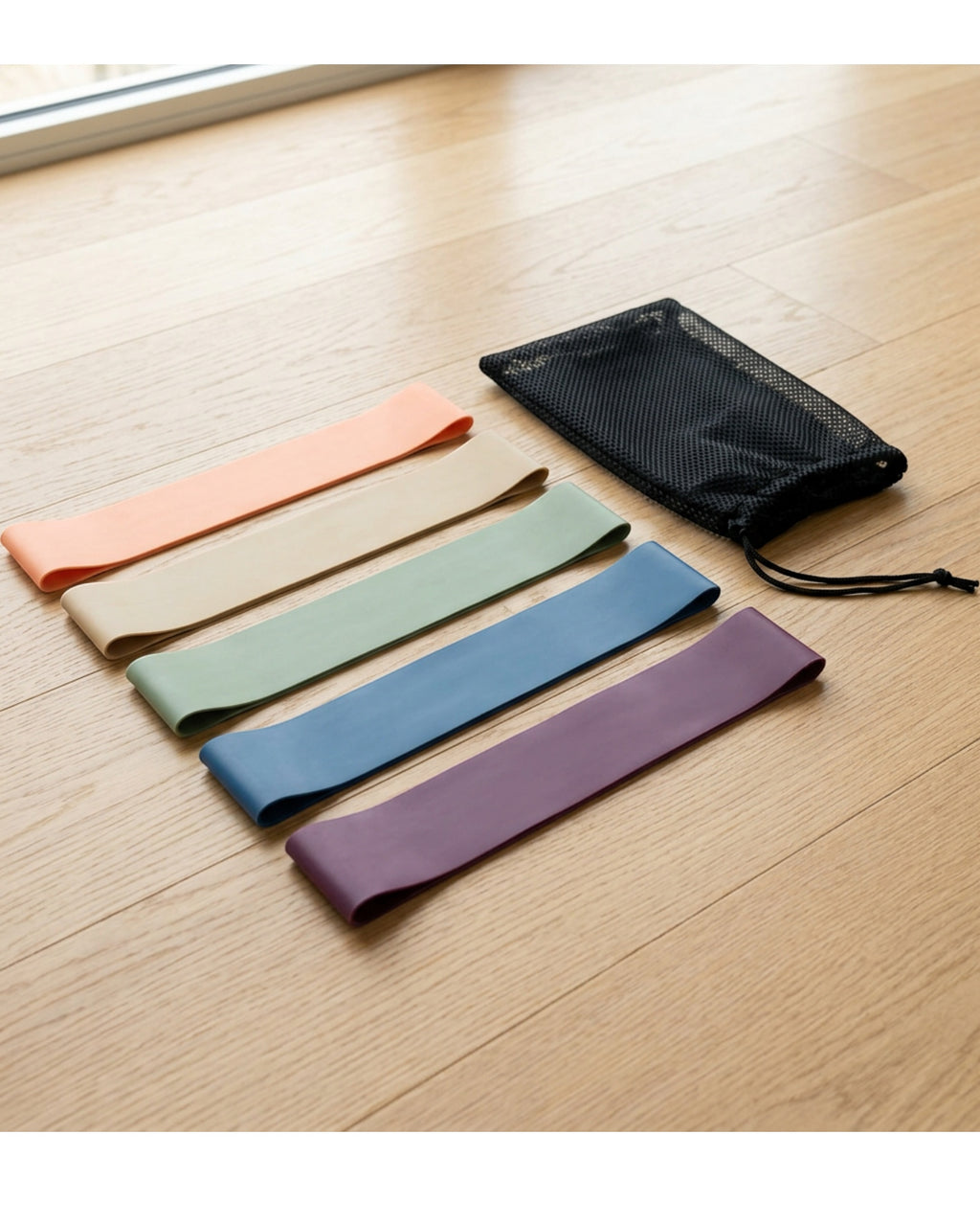 Nixbo Five-Level Mini Loop Latex Resistance Band Set Pastel - Lifestyle view