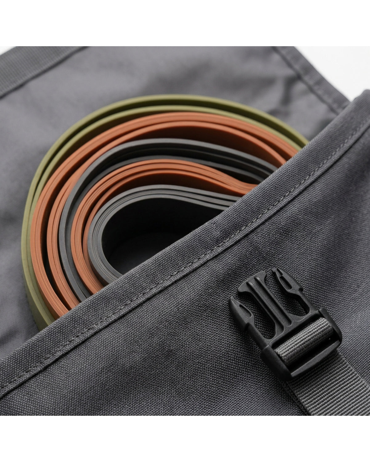 Nixbo Three Long-Loop Latex Assistance Band Set Olive Rust Charcoal - Detail view
